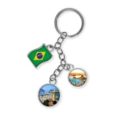 Brezilya Üçlü Epoksi Metal Çift Taraflı Damla Anahtarlık Brazil thumbnail 1