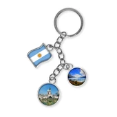 Arjantin Üçlü Epoksi Metal Çift Taraflı Damla Anahtarlık Argentina thumbnail 1