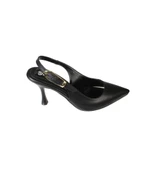 YAZKIŞ Kadın Beyaz Siyah 9cm Arkası Açık Abiye Ayakkabı thumbnail 5