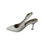 YAZKIŞ Kadın Beyaz Siyah 9cm Arkası Açık Abiye Ayakkabı thumbnail 8