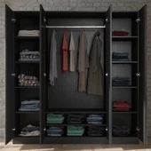 Hunerika Pamplona Zebra desen 4 Kapaklı Premium Gardırop- Minifiks - siyah/Atlantik Çam - 2