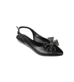 YAZKIŞ Kadın Siyah Beyaz Cilt Üzeri Tül Fiyonklu Önü kapalı Arkası Açık Babet thumbnail 1