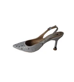 YAZKIŞ Kadın Gümüş Üzeri Taşlı Önü Sivri Arkası Açık 9cm İnce Topuklu  ayakkabı thumbnail 3