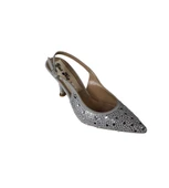 YAZKIŞ Kadın Gümüş Üzeri Taşlı Önü Sivri Arkası Açık 9cm İnce Topuklu  ayakkabı thumbnail 1