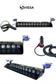 S12 Kırmızı Mavi Beyaz Yanan Cam İçi Led 12 Ledli Vantuzlu Çakmaklık Girişli 12 Volt - 2