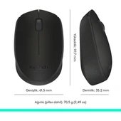 M171 USB Alıcılı Kablosuz Kompakt Mouse - Siyah thumbnail 7