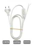Şeffaf, Fişli Arapuarlı Kablo - Anahtarlı (2X0,50) Yassı Kablo - 2 Metre thumbnail 1