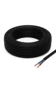 Aydınlatma Elektrik Kablosu (2x0,50 TTR Yuvarlak Tip) (Tam Bakır) Siyah 3 Metre - 1