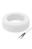 Aydınlatma Elektrik Kablosu (2x0,50 TTR Yuvarlak Tip) (Tam Bakır) Beyaz 3 Metre - 1