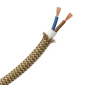 Dekoratif Kumaş Aydınlatma Elektrik Kablosu (2x0,50 TTR) (Haki Kahve Zigzag) 1 Metre - 2