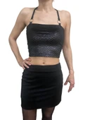 Siyah Kumaş Astarlı Fermuarlı Mini Dar Etek - 1