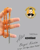 5,2 GR 925 AYAR GÜMÜŞ PÜSKÜL ATEŞ KEHRİBAR BEYZİ KESİM 7X10,50 - 1
