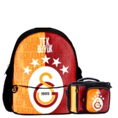 Galatasaray 2 Bölmeli 5 Yıldızlı Tek Büyük Suni Deri Anaokulu Çantası + Beslenme Çantası thumbnail 1
