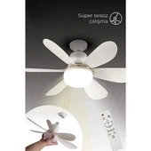 HELIOS Tavan Vantilatörü 36w Beyaz / Günışığı Ledli E-27 Duy a Takılabilen 5 Kanatlı Kumandalı Vantilatör 80-265v - 1