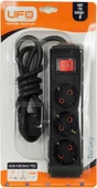 Ufo 3'lü Siyah Anahtar Akım Korumalı Grup Priz 1.5 mt Şok Korumalı Priz thumbnail 1