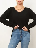 Kadın Uzun Kollu V Yaka Triko Bluz thumbnail 2