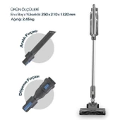 Kumtel Gri Kablosuz Şarjlı Dik Süpürge HVC-14 thumbnail 2