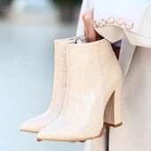 Loora Ten Rugan Desenli Topuklu Kadın Bot thumbnail 5