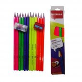 Kurşun Kalem HB 1 Düzine Kalemtraş Silgi Hediyeli Nataraj Kurşun Kalem Neon Renk 1 Düzine - 1