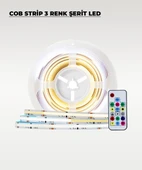 12V COB Şerit Led 3 Renk Işık  -Kumandalı- Metrede 360 Led - 5 Metre - 2