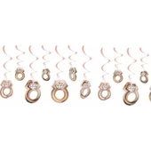 Parti Sürprizi Yüzük 3D Tavan Süs Rose Gold 11 Adet Bekarlığa Veda thumbnail 1