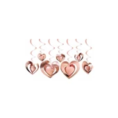 Parti Sürprizi Rose Gold Kalp Tavan Süs 3D 12 Adet - 1