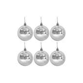 Parti Sürprizi Gümüş Renk Çam Ağacı 6 cm Top Süs 6 Adet thumbnail 1