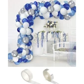 Parti Sürprizi Mavi Beyaz Latex Balon Zincir Set 100 Adet thumbnail 2