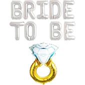 Parti Sürprizi Bride To Be Gümüş Yazı ve Yüzük Seti 40 cm - 1
