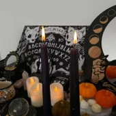 Parti Sürprizi Siyah Metalik Parlak 2 Li Şamdan Uzun Mum thumbnail 1