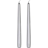 Parti Sürprizi Gümüş Metalik Parlak 2 Li Şamdan Uzun Mum thumbnail 1