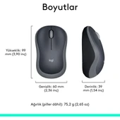 M185 USB Alıcılı Kompakt Kablosuz Mouse - Gri - 7