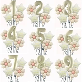 Parti Sürprizi Krem Papatya 1 Yaş Happy Birthday Yıldız Rakam Folyo Balon Set - 2