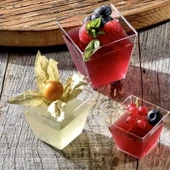 Kübik Prizma Kase Mika Plastik Şeffaf Sunum Kabı 10 Adet 200 cc thumbnail 2