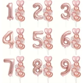 Parti Sürprizi Rose Gold Kalpli 8 Yaş Folyo Balon Set thumbnail 2