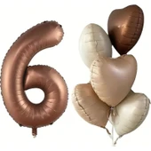 Parti Sürprizi Çikolata Karamel Kalpli 6 Yaş Folyo Balon Set thumbnail 1