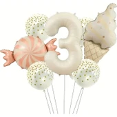 Parti Sürprizi Retro Dondurma Şeker 3 Yaş Folyo Balon Set thumbnail 1