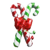 Parti Sürprizi Yılbaşı Partisi Yeşil Kırmızı Baston Folyo Balon 1 Adet thumbnail 1