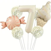 Parti Sürprizi Retro Dondurma Şeker 7 Yaş Folyo Balon Set thumbnail 1