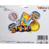 Parti Sürprizi Inşaat Teması Kepçe Happy Birthday 5 Li Folyo Balon Set thumbnail 2
