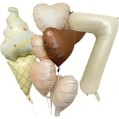 Parti Sürprizi Retro Dondurma Kalp 7 Yaş Folyo Balon Set - 1