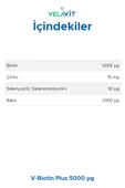 Velavit V-Biotin Plus 5000mcg Takviye Edici Gıda 60 Tablet - 2
