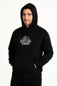 Erkek Üç İplik Kapüşonlu Ön ve Arka Baskılı SweatShirt hoodie - Siyah - 1
