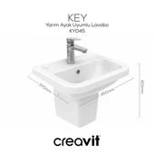 Creavit Ky045 Key Köşeli Yarım Ayak Lavabo 36*45 Cm thumbnail 3