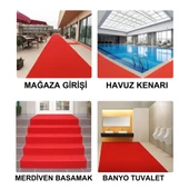 Beylini Kıvırcık Paspas İç Dış Zemin Halı Yolluk Kapı Önü Havuz Banyo Duş İş Yeri Apartman Paspası Kırmızı 12mm - 5