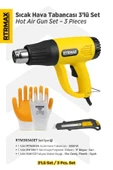 RTM303ASET Sıcak Hava Tabancası 2000 W 3'lü Set - Eldiven-Falçata Maket Bıçağı - 1