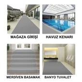 Beylini Kıvırcık Paspas İç Dış Zemin Halı Yolluk Kapı Önü Havuz Banyo Duş İş Yeri Apartman Paspası Gri 12mm - 4