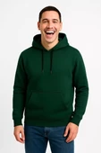 Erkek Üç İplik Kapüşonlu Kanguru Cepli SweatShirt hoodie - Haki thumbnail 4