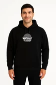 Erkek Üç İplik Kapüşonlu Ön ve Arka Baskılı SweatShirt hoodie - Siyah - 2