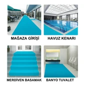 Beylini Kıvırcık Paspas İç Dış Zemin Halı Yolluk Kapı Önü Havuz Banyo Duş İş Yeri Apartman Paspası Mavi 12mm - 4